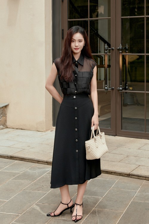 Sixdo Black Organza Blouse